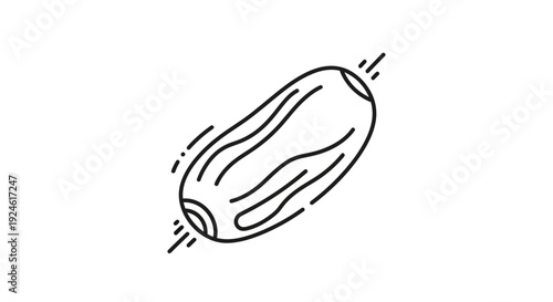 Date Fruit Icon, Simple Line Art Illustration of a Single Date