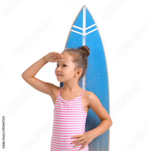Little girl with surfboard ...
