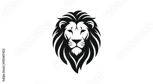 Black and white illustration of a lion's head with a stylized mane on a plain white background.