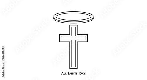 Christian Cross with Halo, All Saints Day Symbol, Religious Iconography