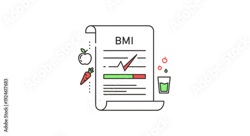 BMI Chart with Healthy Food and Drink, Weight Management Concept