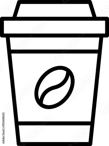 Black coffee cup icon - outline
