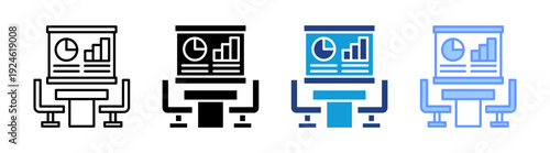 Meeting Room icon set multiple style collection