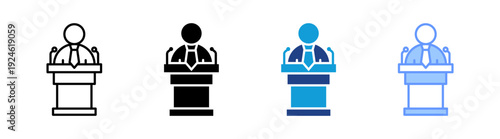Podium icon set multiple style collection