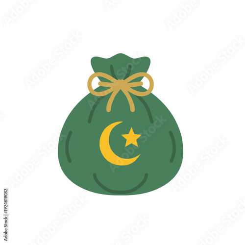 Islamic Zakat Bag Illustration for Alms Donation and Ramadan Charity Campaign