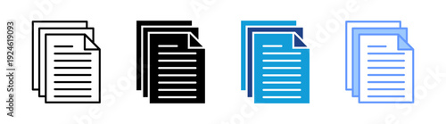Document icon set multiple style collection