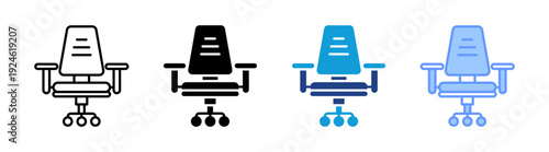 Desk Chair icon set multiple style collection