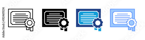 Certificate icon set multiple style collection