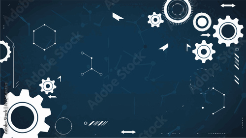 Abstract blue background with gears and abstract shapes, perfect for technology and science concepts
