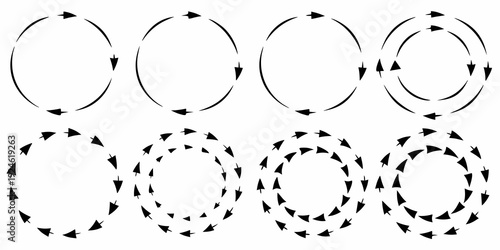 Circular arrow patterns demonstrating rotational movement in a grid format