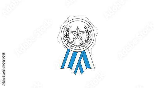 Award Ribbon with Star and Laurel Wreath - First Place Winner