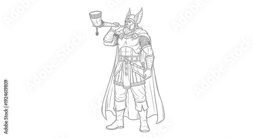 Viking Warrior Blowing Horn, Norse Mythology Warrior, Ancient Warrior, Fantasy Art