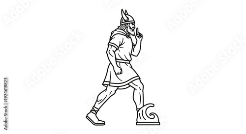 Viking Warrior Walking on Waves, Ancient Norse Mythology, Historical Figure