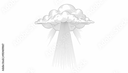 Vintage Cloud Illustration with Light Rays