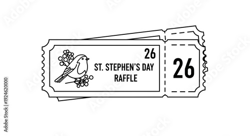 St. Stephen's Day Raffle Ticket with Bird Illustration