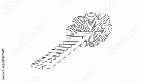 Stairway to Cloud: Surreal Staircase Ascending into Abstract Swirl