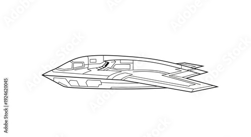 Stealth Bomber Blueprint Drawing - Futuristic Aircraft Design