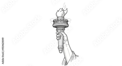 Statue of Liberty Torch Hand Illustration - Symbol of Freedom and Hope