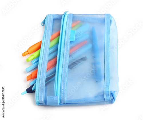 Blue pencil case with color...