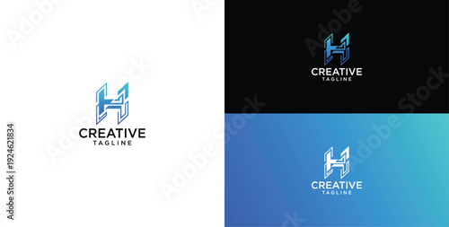 technology logo vector. H initial logo design