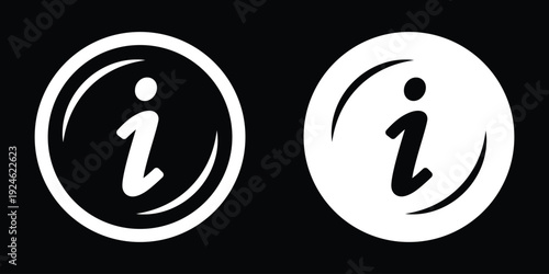 Information icon on isolated on black background. White info button. Info symbol. Information icon for help and support. 