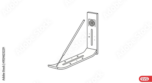 Minimalist Incense Holder with Burning Stick, Line Art Vector Illustration