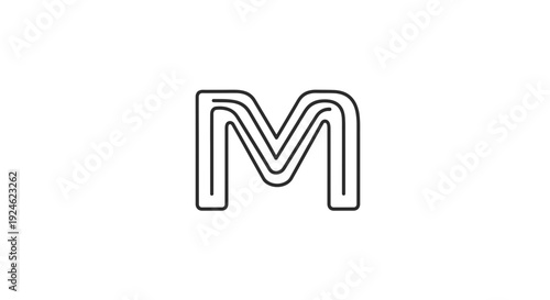 Minimalist Letter M Logo Design, Modern Alphabet Symbol, Clean Outline Graphic Element