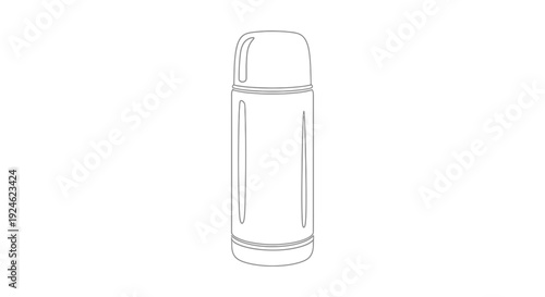 Minimalist Line Art Illustration of a Thermos Flask