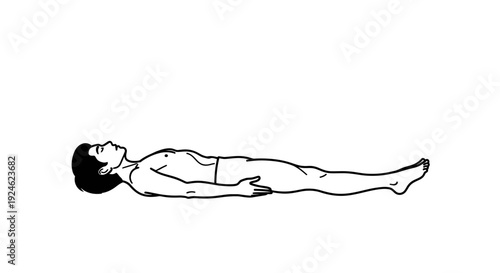 Man Lying Down on Back, Relaxed Pose, Minimalist White Background