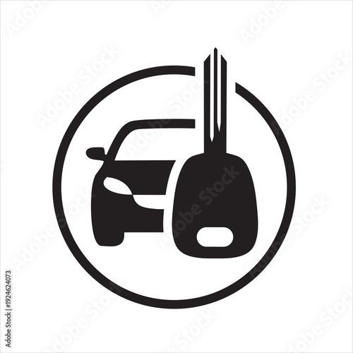 Car Key Icon Vector – Auto Key Symbol for Vehicle Rental, Dealership and Locksmith Logo