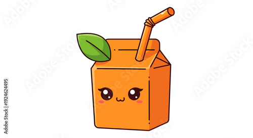Cute orange juice box vector illustration, cartoon style graphic, for kids, healthy drink