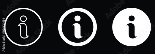 Information icon on isolated on black background. White info button. Info symbol. Information icon for help and support. 