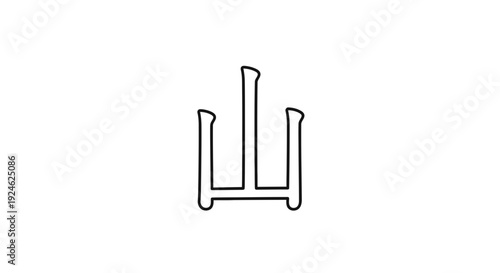 Japanese Kanji Symbol for Mountain (Yama) - Minimalist Line Art