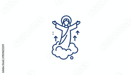Jesus Ascending to Heaven on Clouds, Religious Symbolism, Divine Ascension