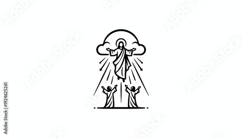 Jesus Ascending to Heaven, Divine Light, Disciples Witnessing Ascension