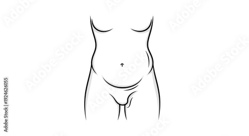 Human Body Outline Female Torso Belly Fat Shape Line Art Drawing