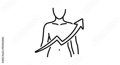 Human Body Silhouette with Upward Trending Arrow Graph - Health and Growth Concept