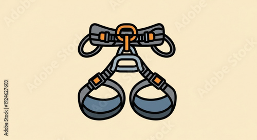 Handcuffs with orange accents and black straps on a beige background symbolizing law enforcement and security
