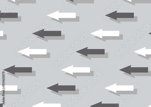 左方向に進む白とグレーの矢印が規則正しく並んでいるデザイン