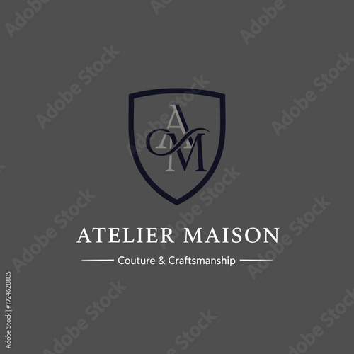 Atelier Maison Logo Design with Shield Emblem.
