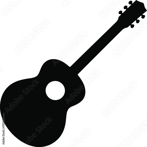 Acoustic guitar silhouette black musical instrument icon isolated on white background vector illustration design