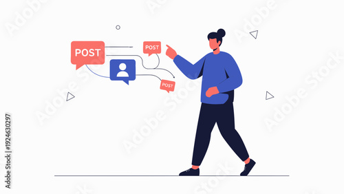 Person Interacting with Social Media Posts and Notifications