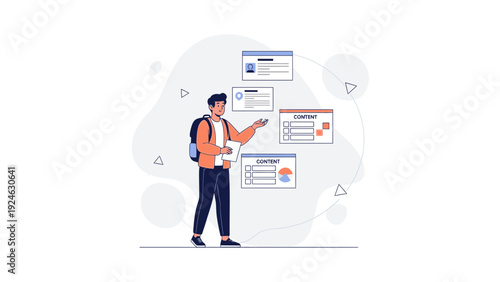 Student Learning Content Online, Digital Education, Information Management Concept