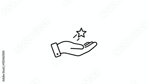 Hand holding a shining star, symbol of success, achievement, and good luck