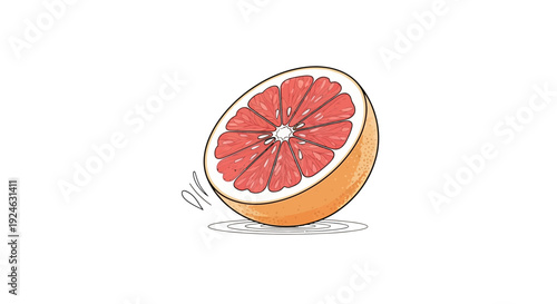 Fresh Grapefruit Half with Splashes on White Background, Healthy Food Concept