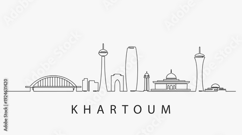 Flat Design one line without breaking the Khartoum city.
