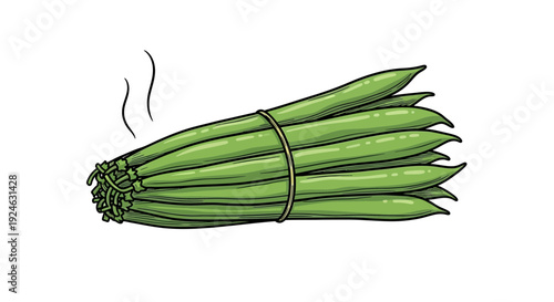 Fresh Green Beans Tied in a Bundle with Steam Rising - Healthy Food Ingredient