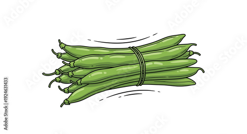 Fresh Green Beans Tied Together with Twine, Healthy Food Ingredient