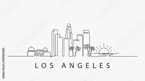 Flat Design one line without breaking the Los Angeles city.