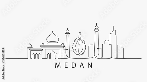 Flat Design one line without breaking the Medan city.